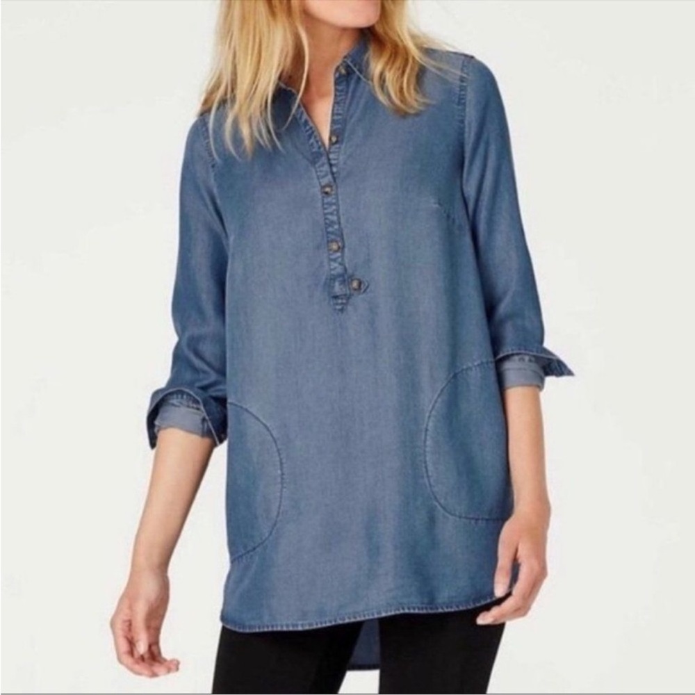 J. Jill Chambray Popover Tunic Size Small